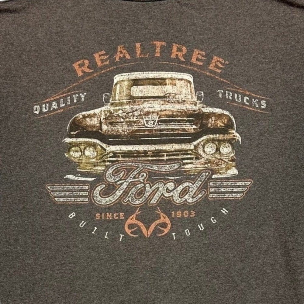 Realtree Ford Built Tough Graphic T-Shirt‎ Mens Large Charcoal Grey Truck Tee
